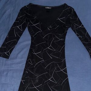 BCBG Black and Silver Long Sleeve Dress